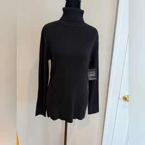 Cozy Versatile Boston Proper Black Ribbed Turtleneck Sweater Size L